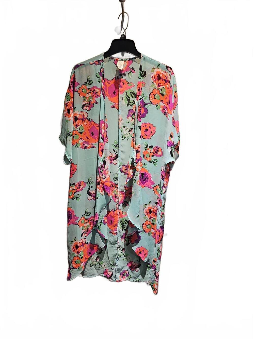 OP mint floral open kimono/Duster size L